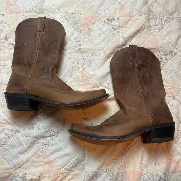 durango vintage y2k men’s 12” heeled point toe distressed cowboy boots size 12D - Picture 1 of 8